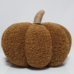 NEW RARE Large Pottery Barn Tobacco Cozy Pumpkin Pillow 9.5" diam, 14" h